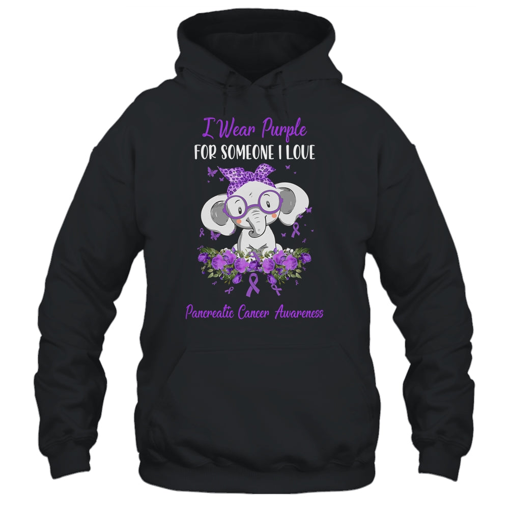 I Wear Purple For Pancreatic Cancer Awareness Ribbon Elephant Shirt & Hoodie | siriusteestore