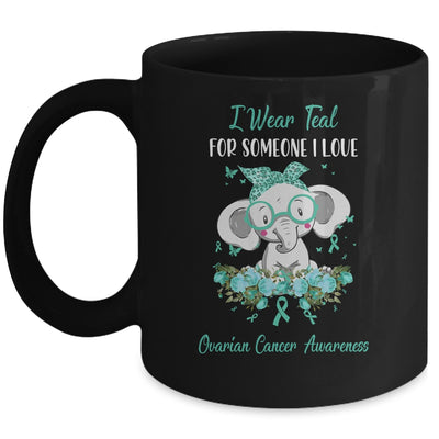 I Wear Teal For Ovarian Cancer Awareness Ribbon Elephant Mug | siriusteestore