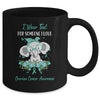 I Wear Teal For Ovarian Cancer Awareness Ribbon Elephant Mug | siriusteestore