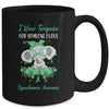 I Wear Turquoise For Dysautonomia Awareness Ribbon Elephant Mug | siriusteestore