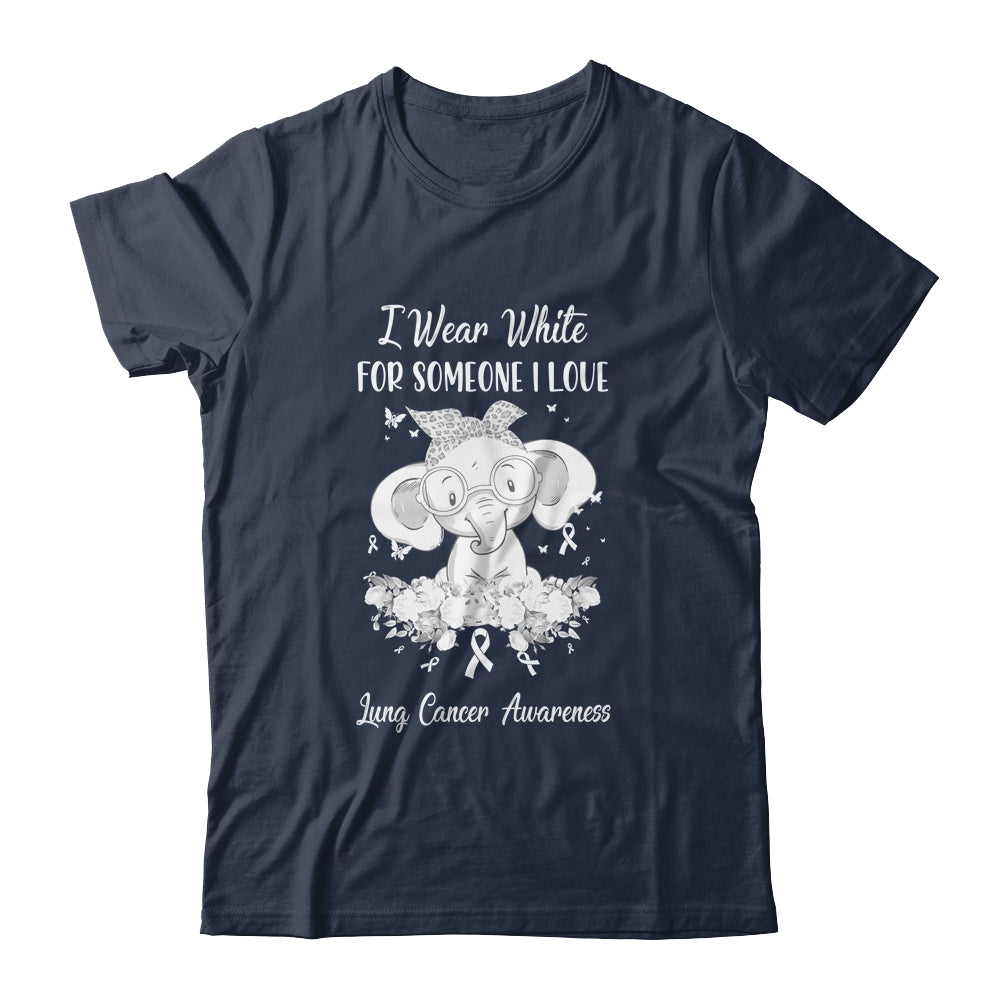 I Wear White For Lung Cancer Awareness Ribbon Elephant Shirt & Hoodie | siriusteestore
