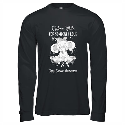 I Wear White For Lung Cancer Awareness Ribbon Elephant Shirt & Hoodie | siriusteestore