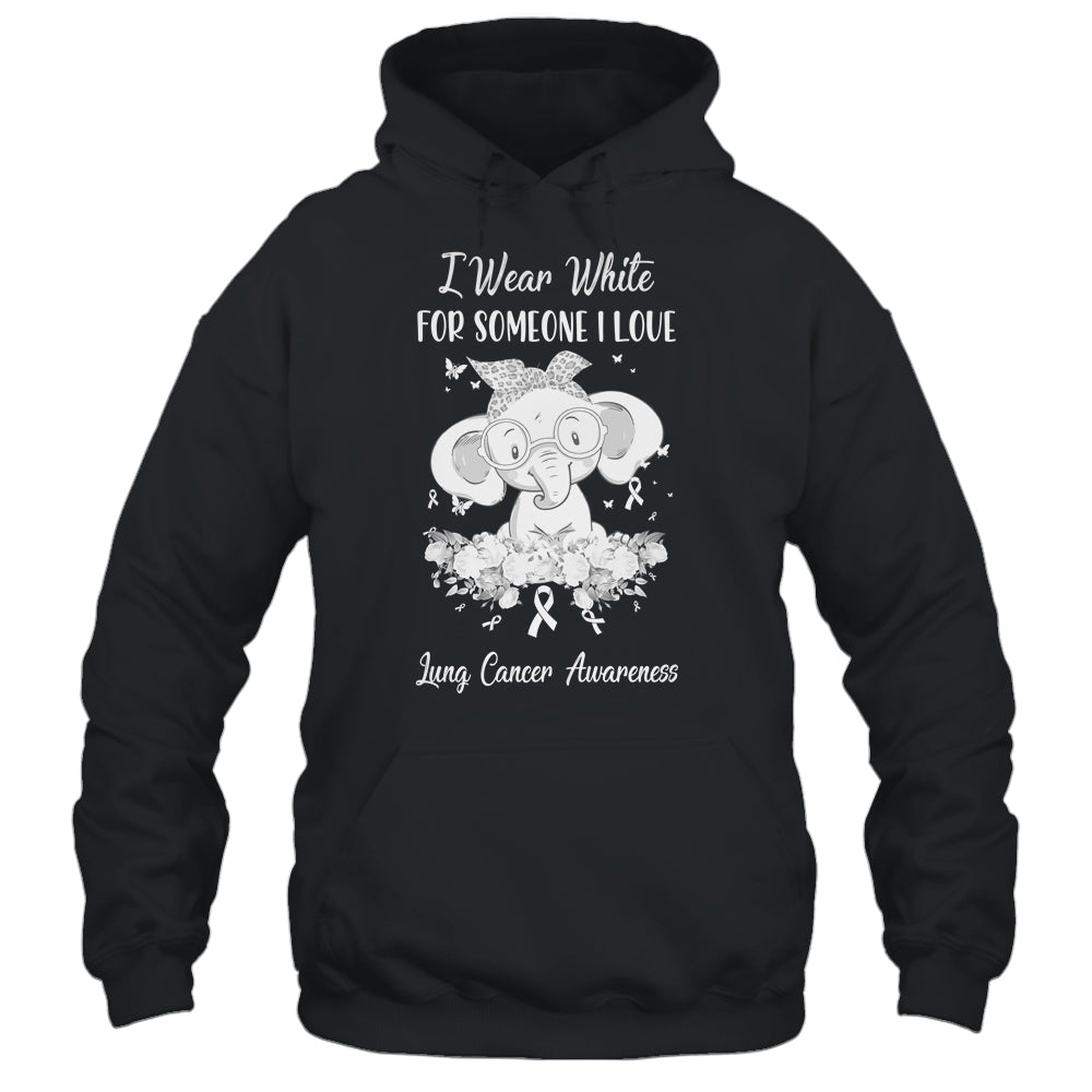 I Wear White For Lung Cancer Awareness Ribbon Elephant Shirt & Hoodie | siriusteestore