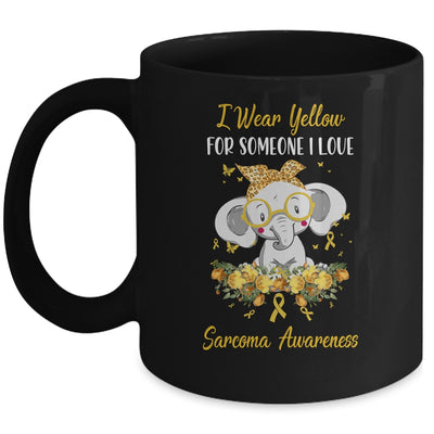 I Wear Yellow For Sarcoma Awareness Ribbon Elephant Mug | siriusteestore