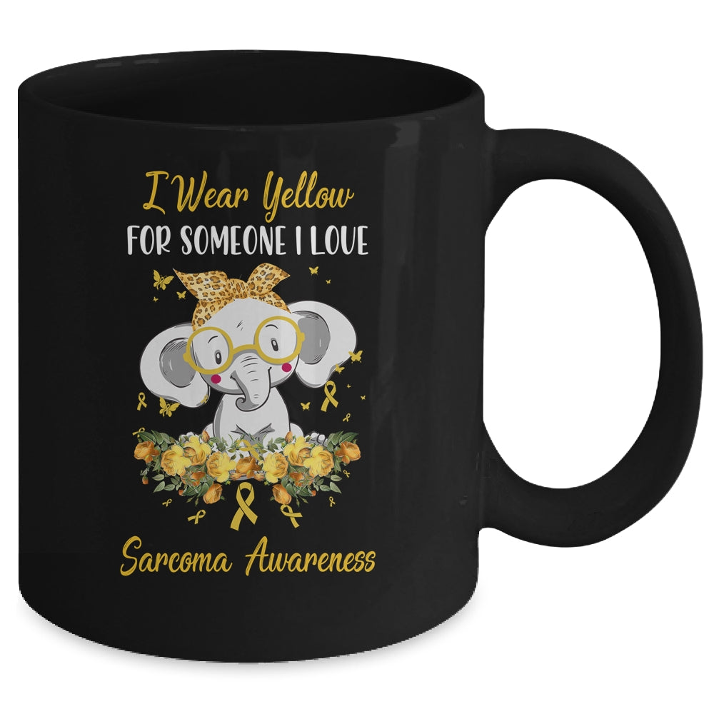 I Wear Yellow For Sarcoma Awareness Ribbon Elephant Mug | siriusteestore