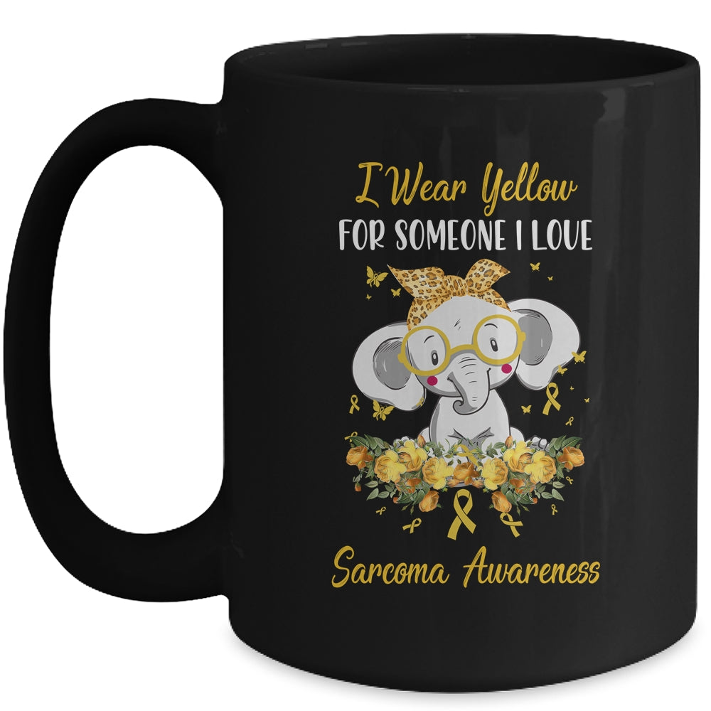 I Wear Yellow For Sarcoma Awareness Ribbon Elephant Mug | siriusteestore