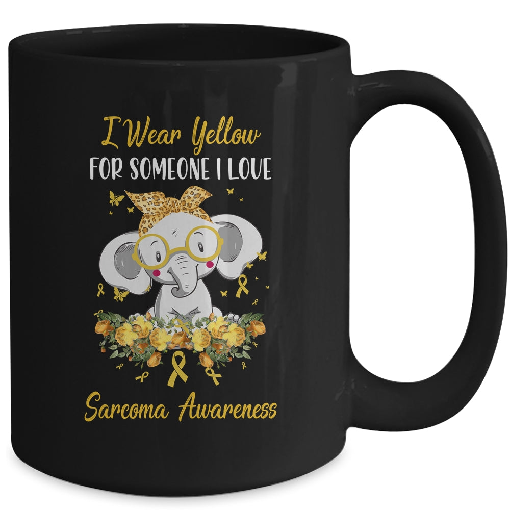 I Wear Yellow For Sarcoma Awareness Ribbon Elephant Mug | siriusteestore