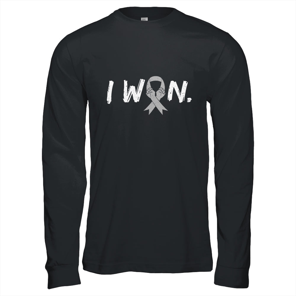I Won Survivor Brain Cancer Awareness Warrior Grey Ribbon Shirt & Hoodie | siriusteestore