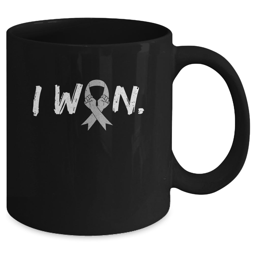 I Won Survivor Brain Cancer Awareness Warrior Grey Ribbon Mug | siriusteestore