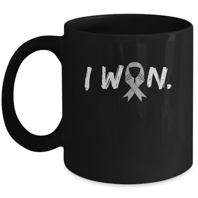 I Won Survivor Brain Cancer Awareness Warrior Grey Ribbon Mug | siriusteestore