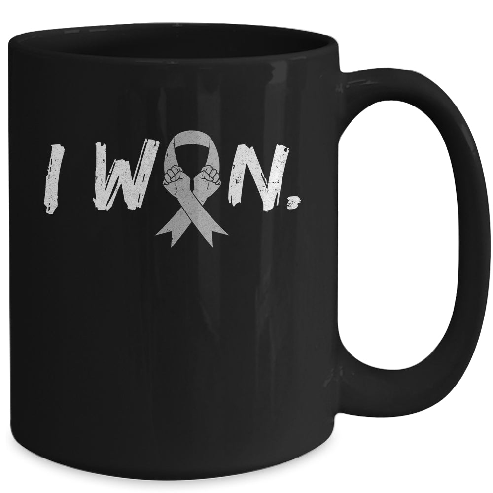 I Won Survivor Brain Cancer Awareness Warrior Grey Ribbon Mug | siriusteestore