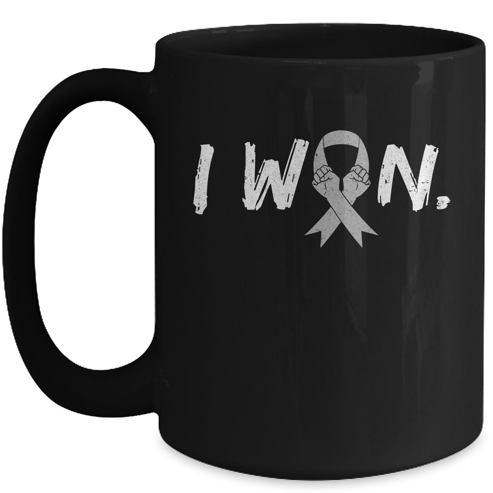 I Won Survivor Brain Cancer Awareness Warrior Grey Ribbon Mug | siriusteestore