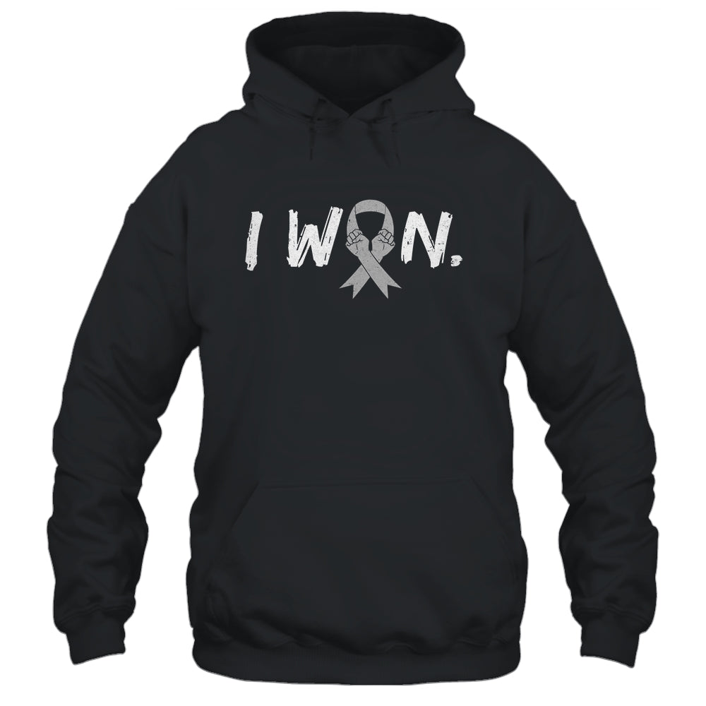 I Won Survivor Brain Cancer Awareness Warrior Grey Ribbon Shirt & Hoodie | siriusteestore