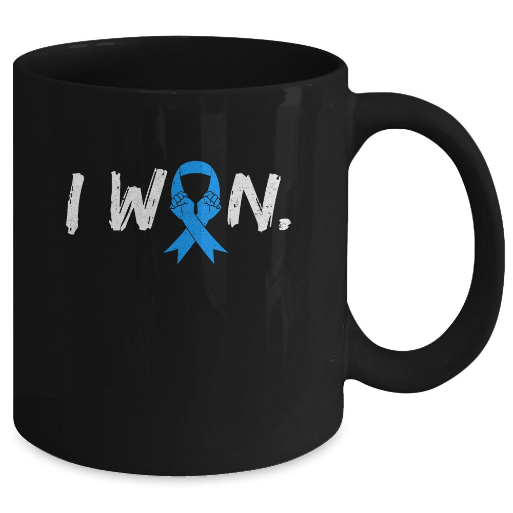 I Won Survivor Diabetes Awareness Warrior Blue Ribbon Mug | siriusteestore