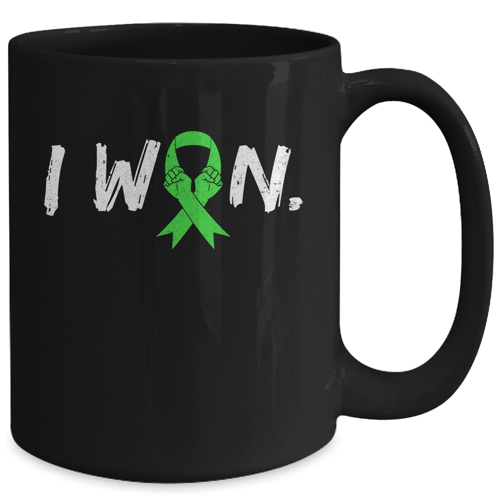 I Won Survivor Lymphoma Awareness Warrior Green Ribbon Mug | siriusteestore