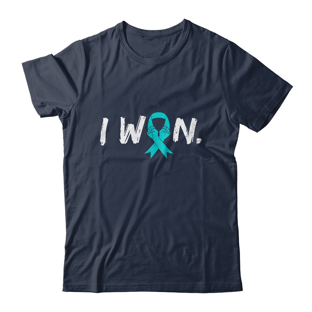 I Won Survivor Ovarian Cancer Awareness Warrior Teal Ribbon Shirt & Hoodie | siriusteestore