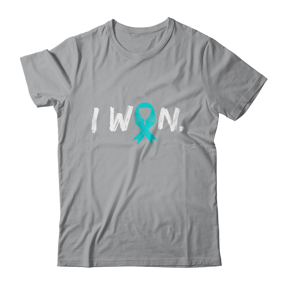 I Won Survivor Ovarian Cancer Awareness Warrior Teal Ribbon Shirt & Hoodie | siriusteestore