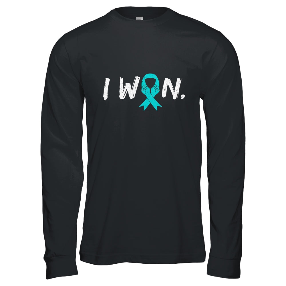 I Won Survivor Ovarian Cancer Awareness Warrior Teal Ribbon Shirt & Hoodie | siriusteestore