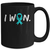 I Won Survivor Ovarian Cancer Awareness Warrior Teal Ribbon Mug | siriusteestore