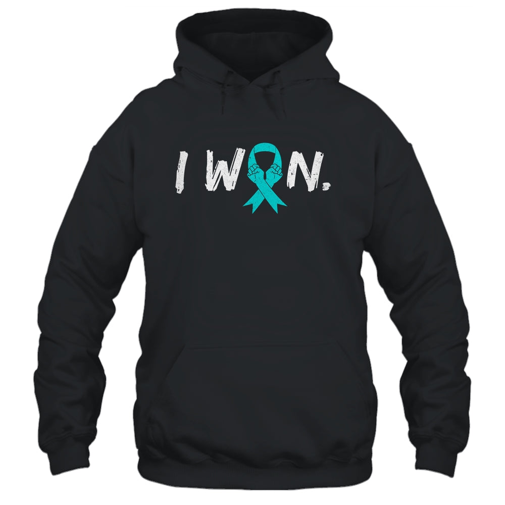 I Won Survivor Ovarian Cancer Awareness Warrior Teal Ribbon Shirt & Hoodie | siriusteestore