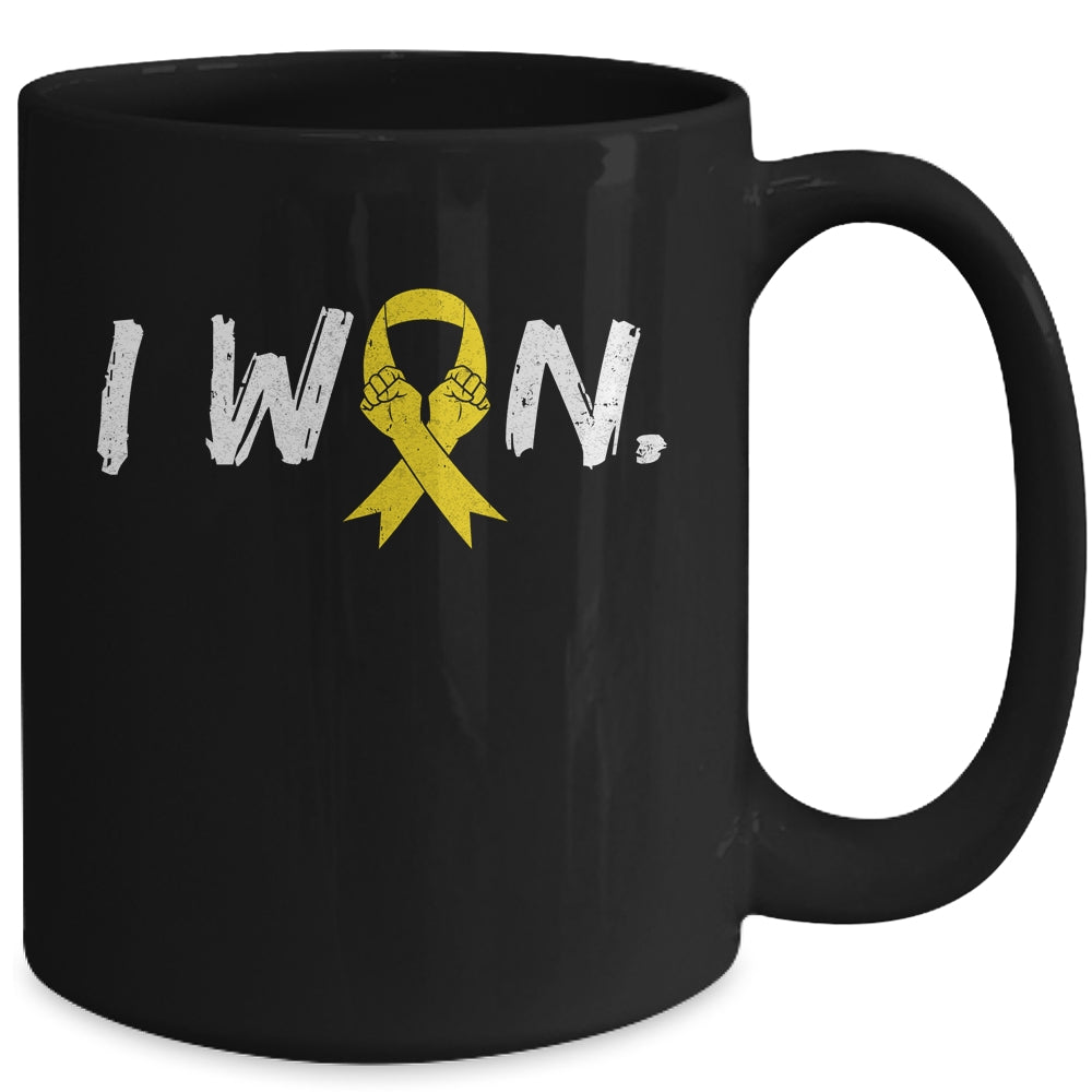 I Won Survivor Sarcoma Awareness Warrior Yellow Ribbon Mug | siriusteestore