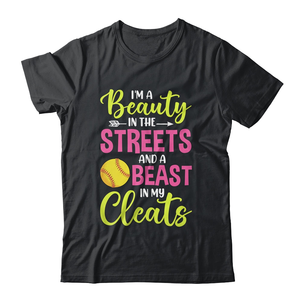 I'm Beauty In The Street Beast In My Cleats Girls Softball Shirt & Tank Top | siriusteestore