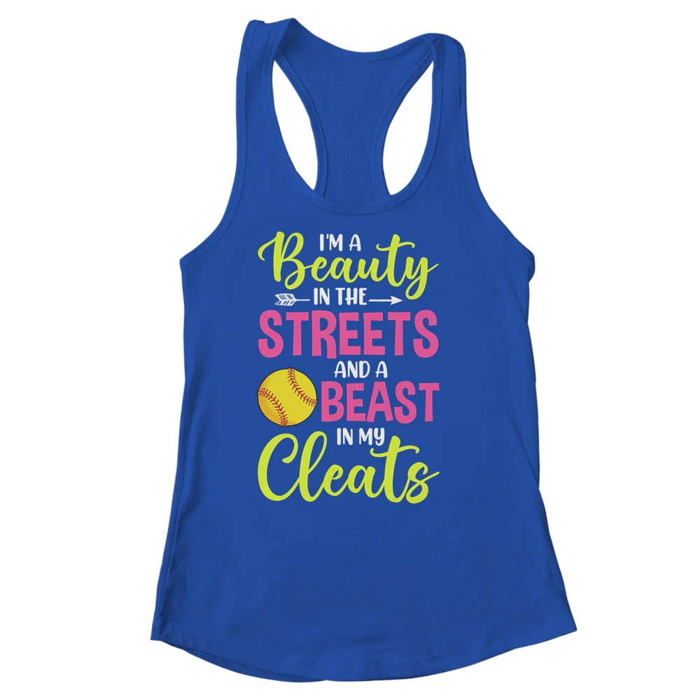 I'm Beauty In The Street Beast In My Cleats Girls Softball Shirt & Tank Top | siriusteestore