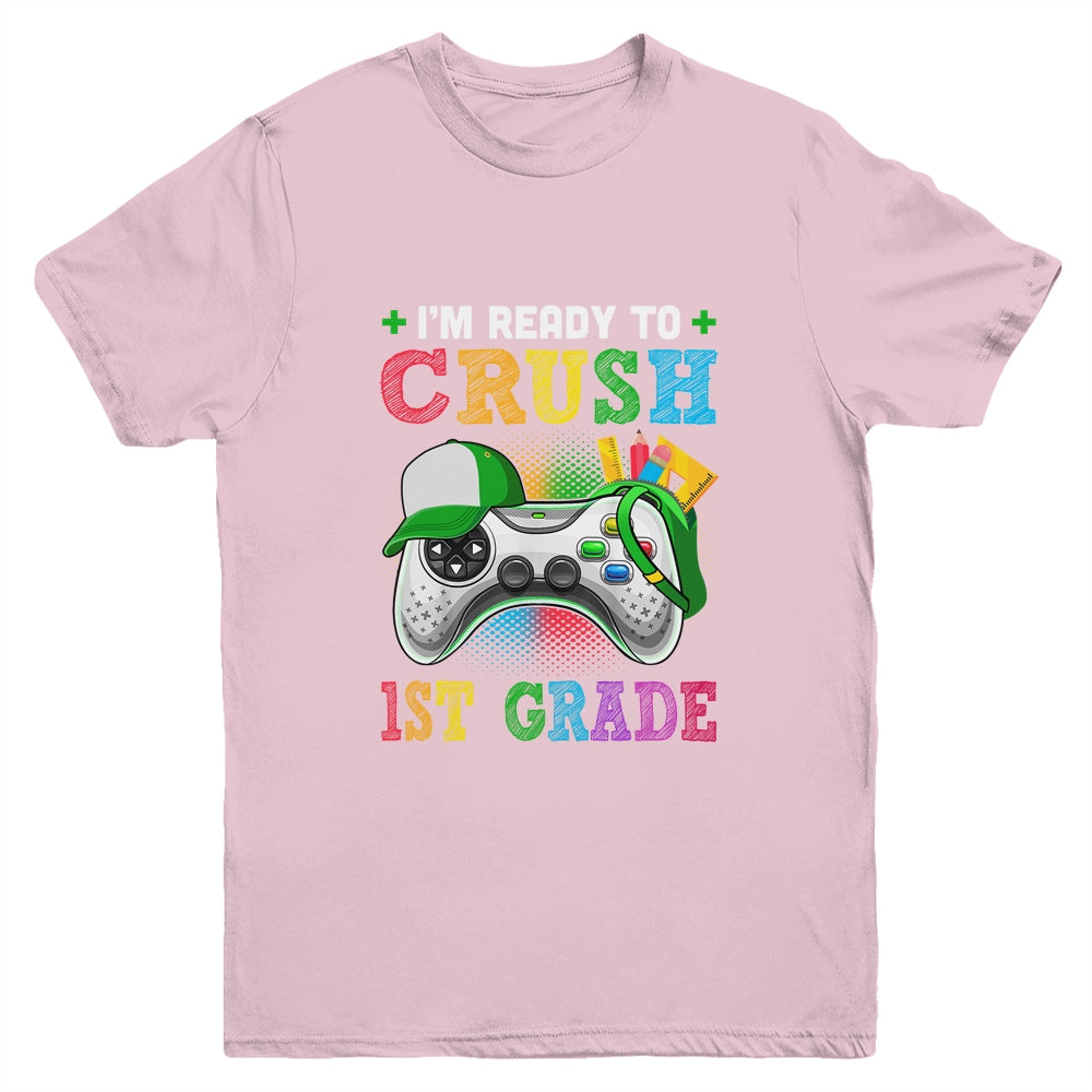 I'm Ready to Crush 1st Grade Back to School Video Game Boys Youth Shirt | siriusteestore