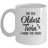 I'm The Oldest Twin I Make The Rules Funny Older Siblings Mug | siriusteestore