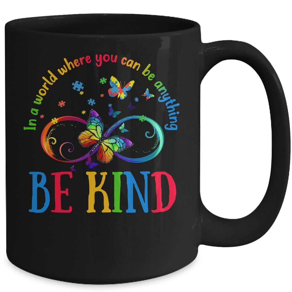 In A World Where You Can Be Kind Butterfly Autism Awareness Mug | siriusteestore
