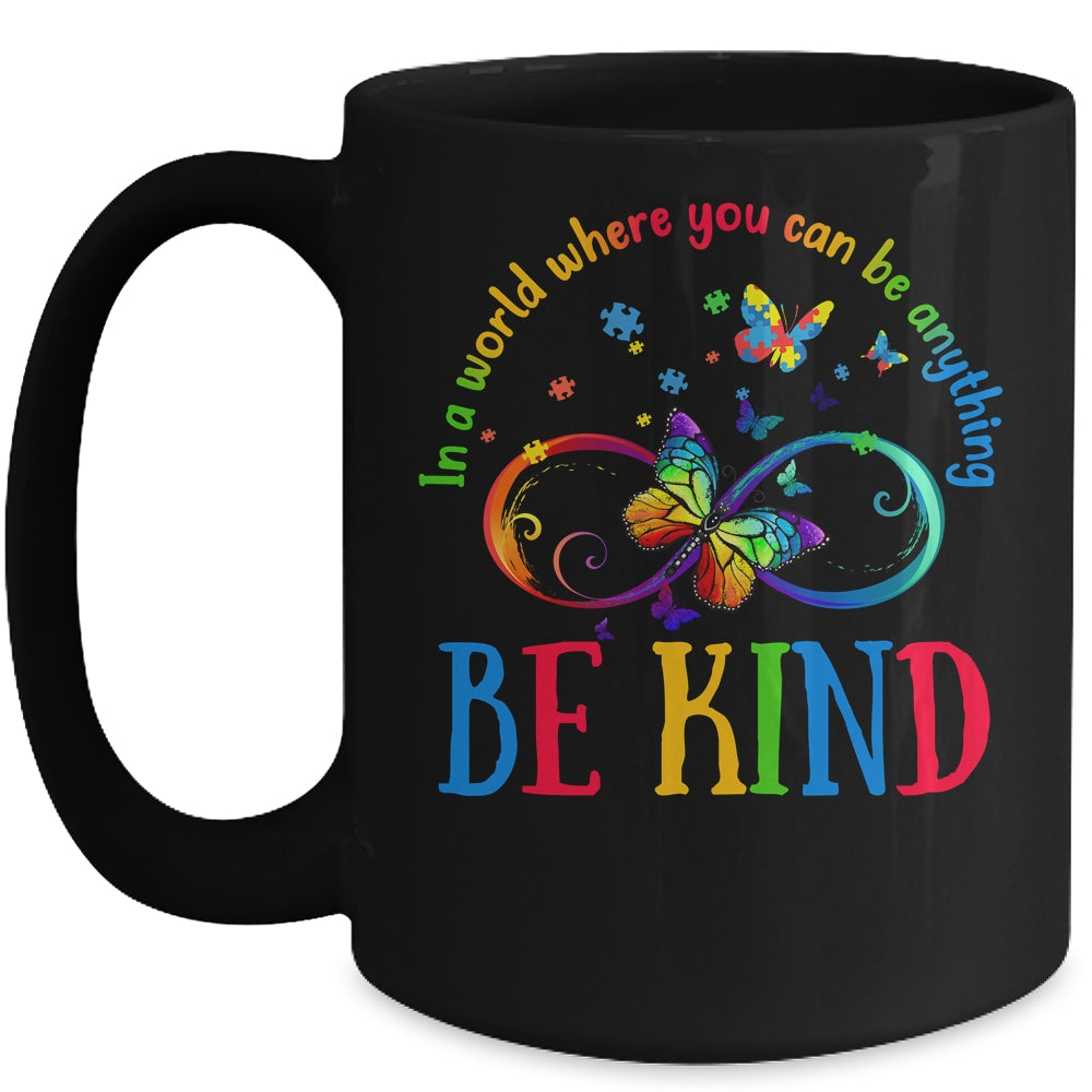 In A World Where You Can Be Kind Butterfly Autism Awareness Mug | siriusteestore