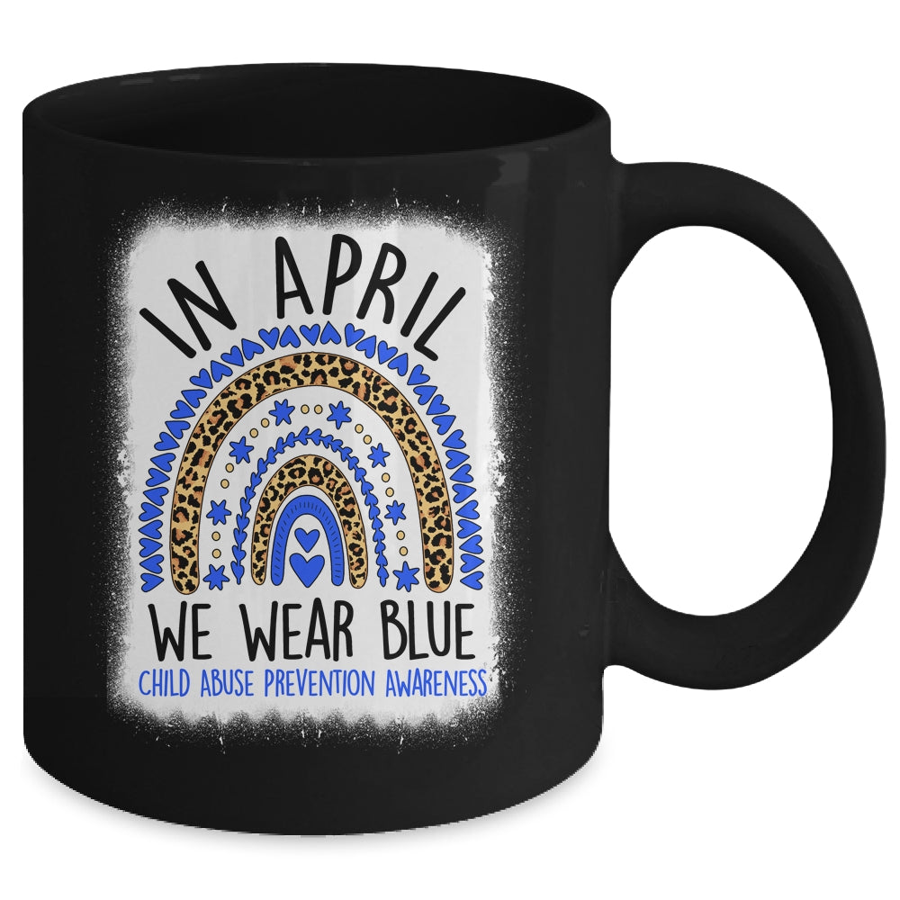 In April We Wear Blue Child Abuse Prevention Bleached Mug | siriusteestore