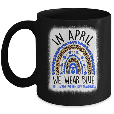 In April We Wear Blue Child Abuse Prevention Bleached Mug | siriusteestore
