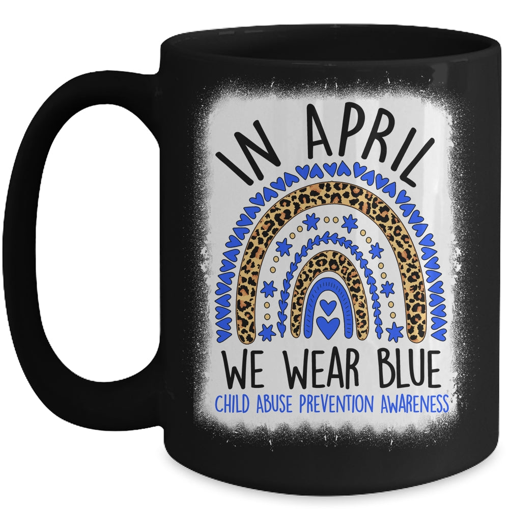 In April We Wear Blue Child Abuse Prevention Bleached Mug | siriusteestore