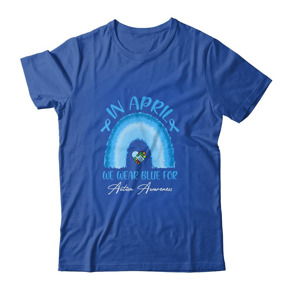 In April We Wear Blue For Autism Awareness Hands In Heart Shirt & Hoodie | teecentury