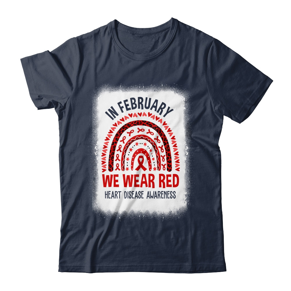 In February We Wear Red Heart Disease Awareness Rainbow Shirt & Hoodie | siriusteestore
