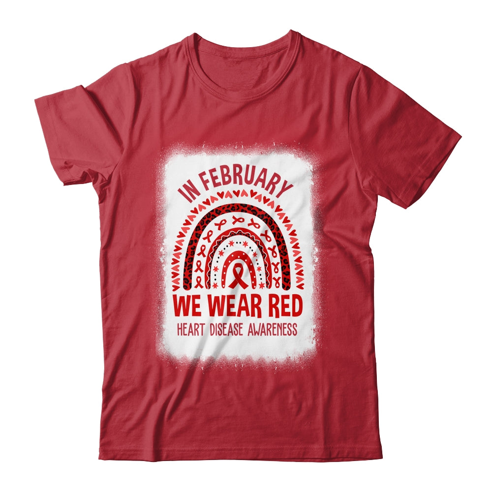 In February We Wear Red Heart Disease Awareness Rainbow Shirt & Hoodie | siriusteestore