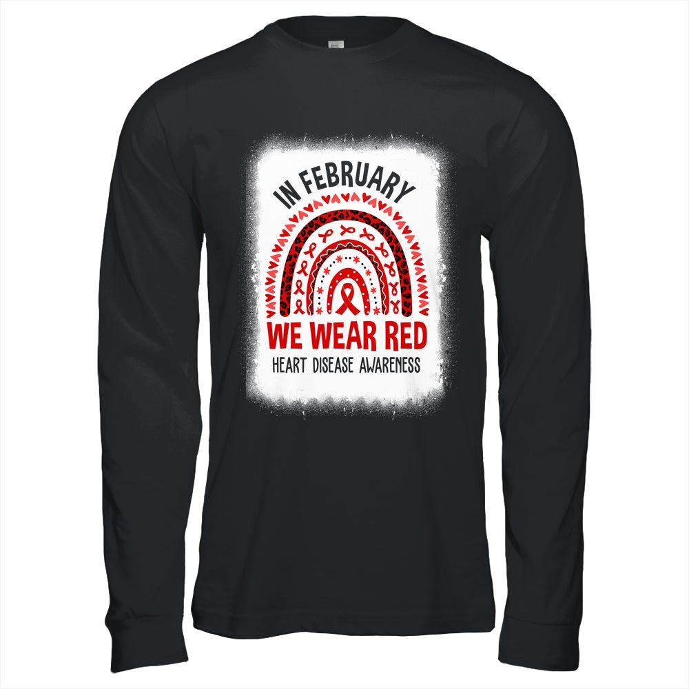 In February We Wear Red Heart Disease Awareness Rainbow Shirt & Hoodie | siriusteestore