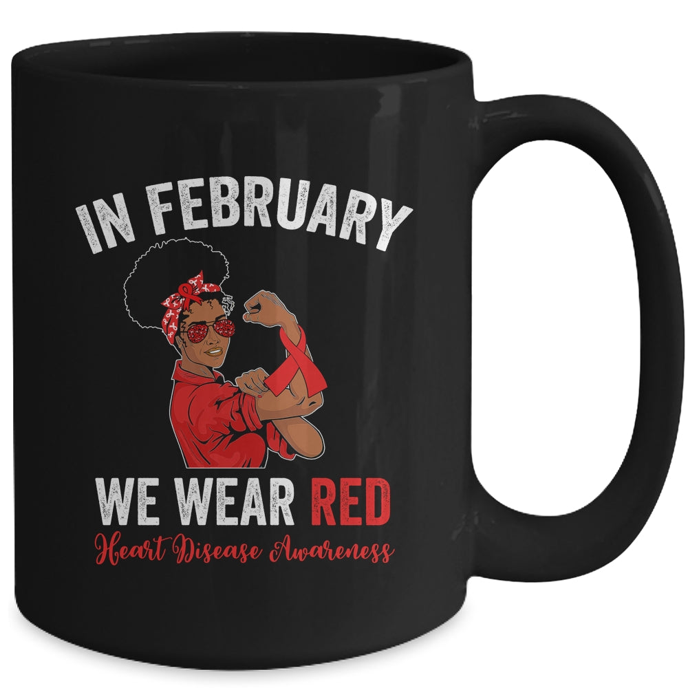 In February We Wear Red  Heart Disease Awareness Sunglasses Mug | siriusteestore