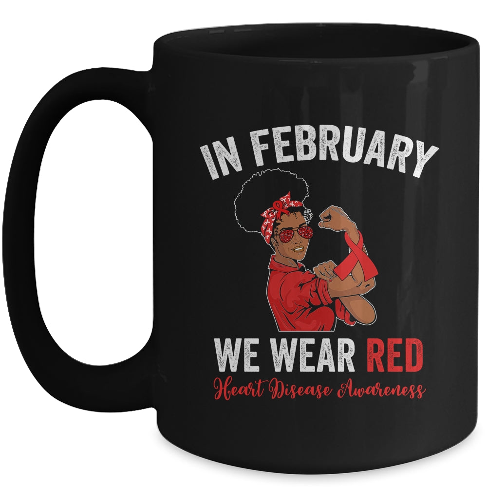 In February We Wear Red  Heart Disease Awareness Sunglasses Mug | siriusteestore