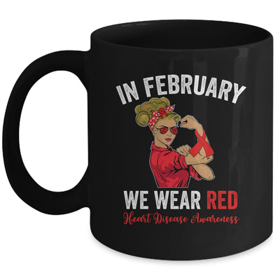 In February We Wear Red Sunglasses Heart Disease Awareness Mug | siriusteestore