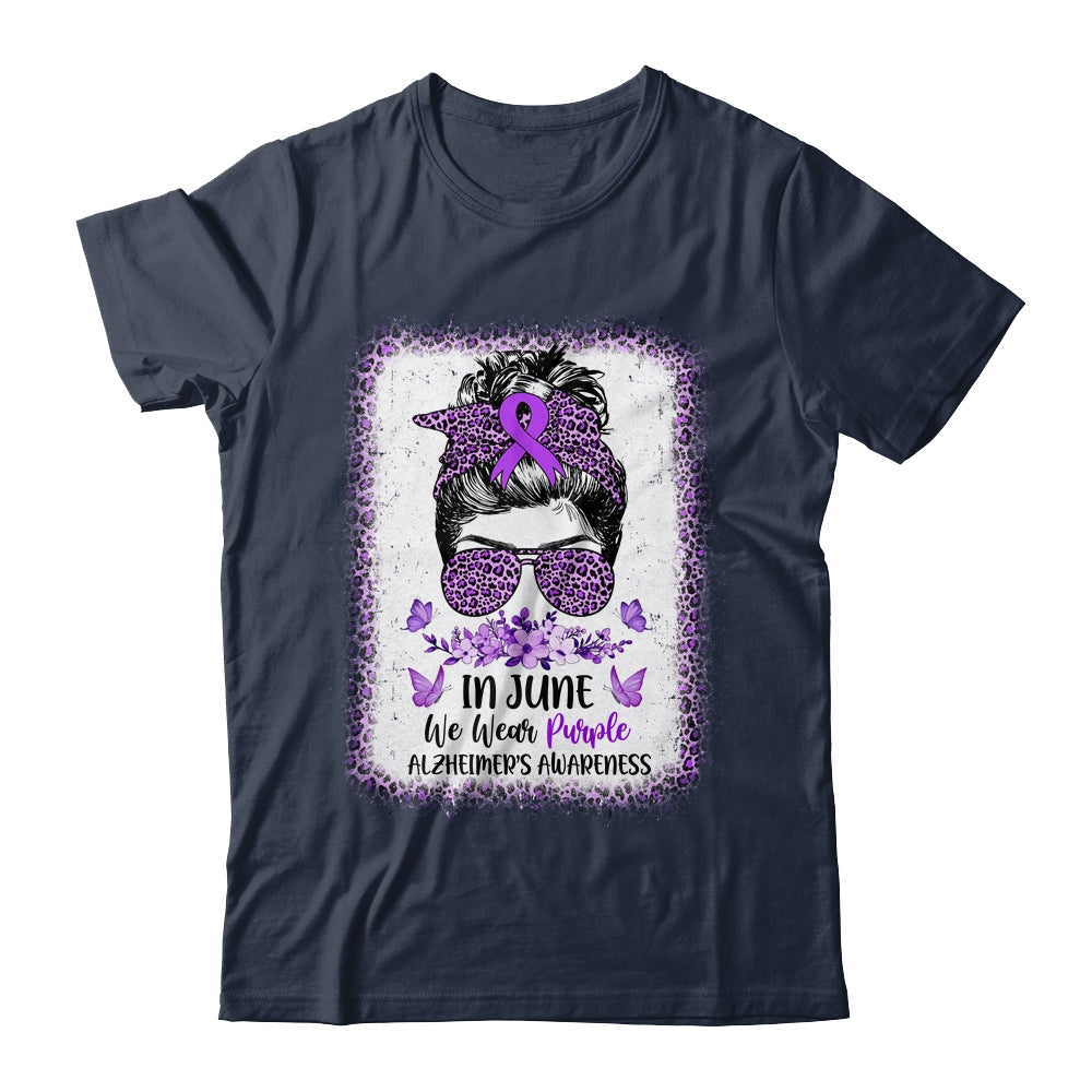 In June We Wear Purple Alzheimer Awareness Messy Bun Support Shirt & Tank Top | siriusteestore