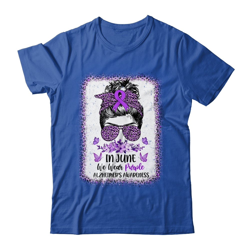 In June We Wear Purple Alzheimer Awareness Messy Bun Support Shirt & Tank Top | siriusteestore