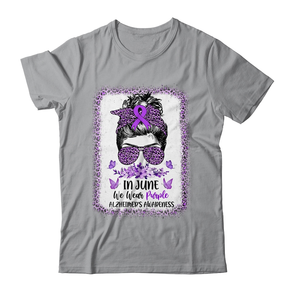 In June We Wear Purple Alzheimer Awareness Messy Bun Support Shirt & Tank Top | siriusteestore