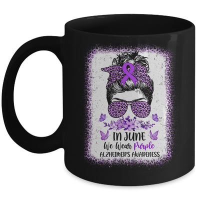 In June We Wear Purple Alzheimer Awareness Messy Bun Support Mug | siriusteestore