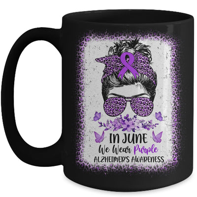 In June We Wear Purple Alzheimer Awareness Messy Bun Support Mug | siriusteestore