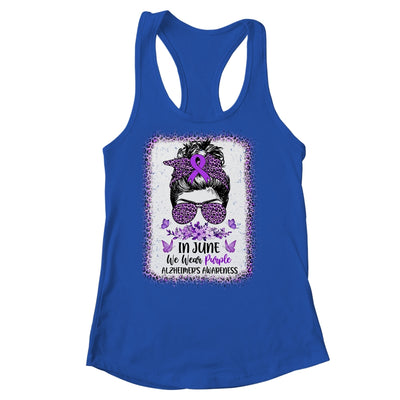 In June We Wear Purple Alzheimer Awareness Messy Bun Support Shirt & Tank Top | siriusteestore