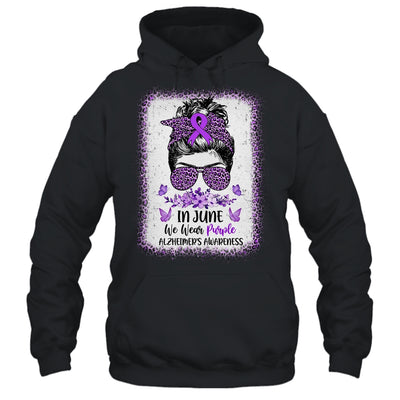 In June We Wear Purple Alzheimer Awareness Messy Bun Support Shirt & Tank Top | siriusteestore