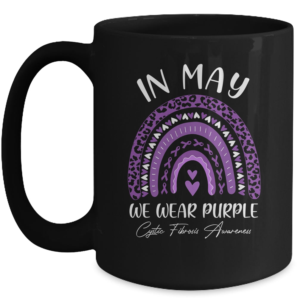 In May We Wear Purple Cystic Fibrosis Awareness Rainbow Mug | siriusteestore