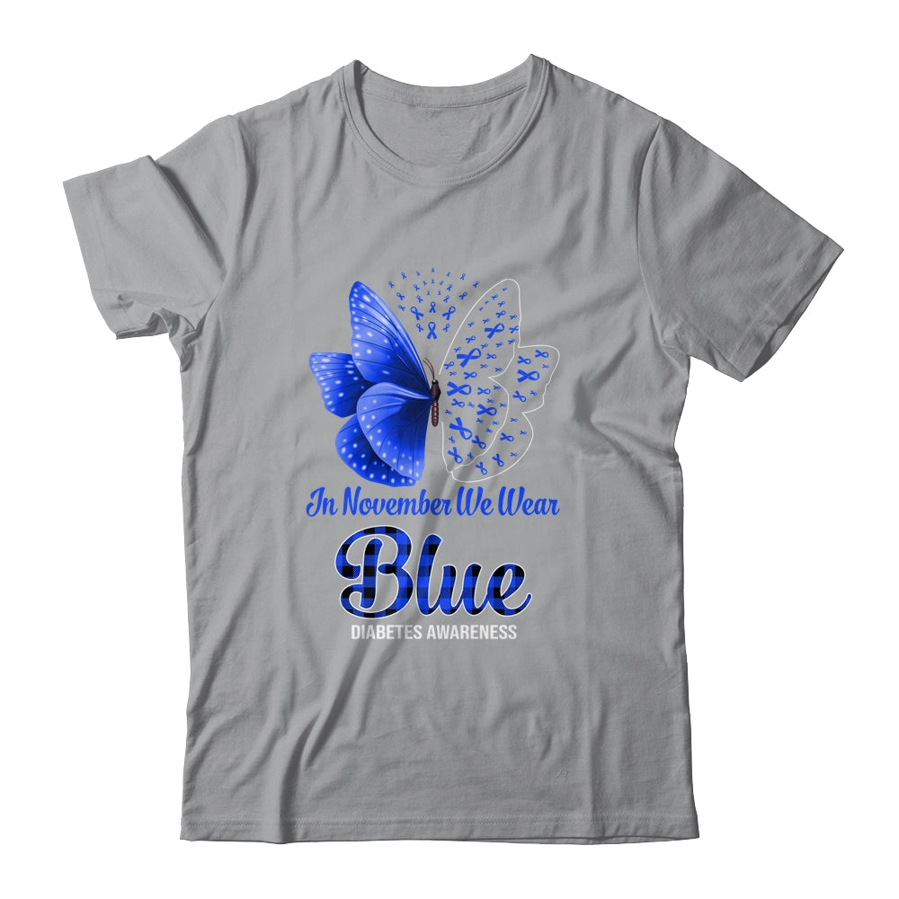 In November We Wear Blue Diabetes Awareness Butterfly Shirt & Hoodie | siriusteestore